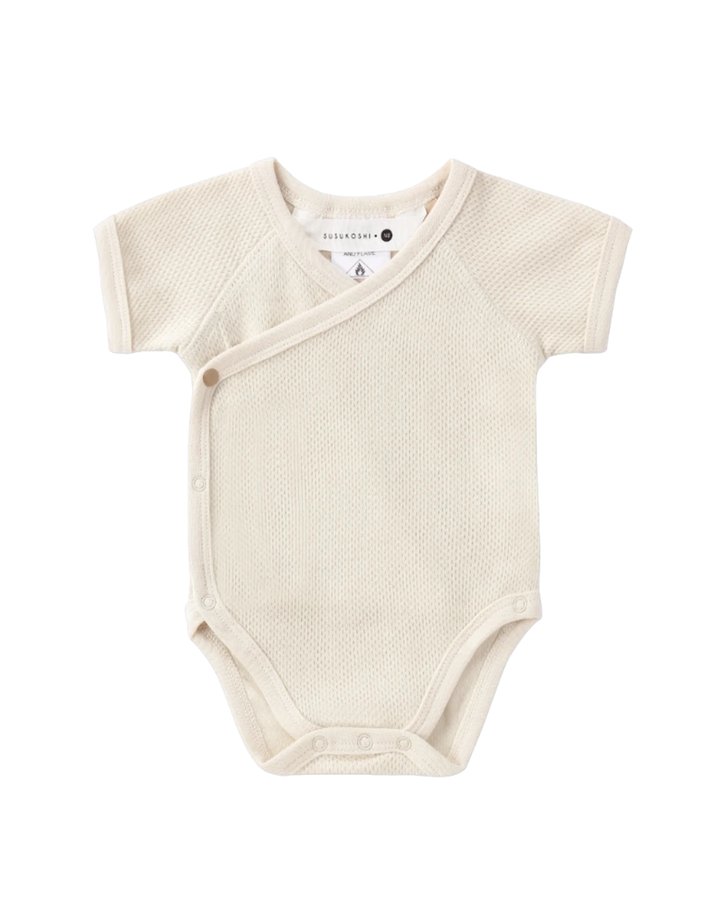 Organic Kimono Pointelle Bodysuit - Powder